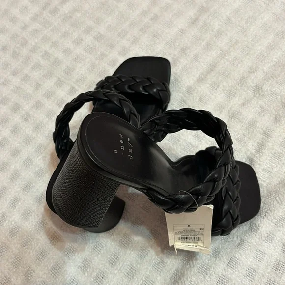 A New Day Black Braided Heeled Mules - Picture 2 of 4